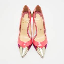 Pre Owned Christian Louboutin Galata Size 39 Multicolor Patent Leather and PVC Pumps