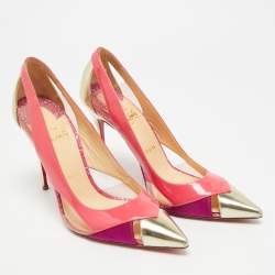 Pre Owned Christian Louboutin Galata Size 39 Multicolor Patent Leather and PVC Pumps