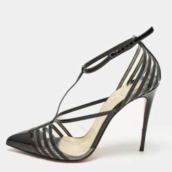 مملوكة مسبقًا Christian Louboutin Theodorella Size 39 Black Patent Leather and PVC Pumps