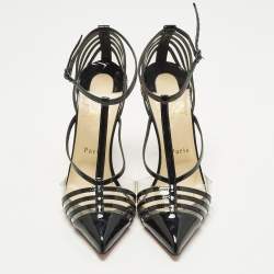 مملوكة مسبقًا Christian Louboutin Theodorella Size 39 Black Patent Leather and PVC Pumps