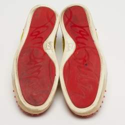 مملوكة مسبقًا Christian Louboutin Louis Junior Spikes Size 38.5 Multicolor Patent Leather and Suede Low Top Sneakers