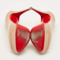 Pre Owned حذاء كعب عالي كريستيان لوبوتان لايدي بيب جلد أسود لامع نعل سميك مقاس 37.5