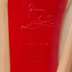 Pre Owned حذاء كعب عالي كريستيان لوبوتان لايدي بيب جلد أسود لامع نعل سميك مقاس 37.5