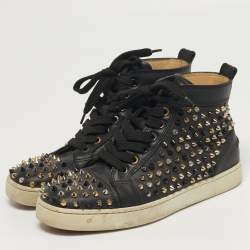 Pre Owned Christian Louboutin Louis Spikes Size 38.5 Multicolor Leather High Top Sneakers
