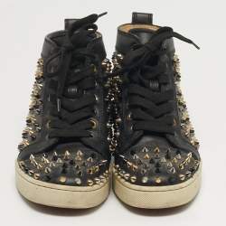 Pre Owned Christian Louboutin Louis Spikes Size 38.5 Multicolor Leather High Top Sneakers