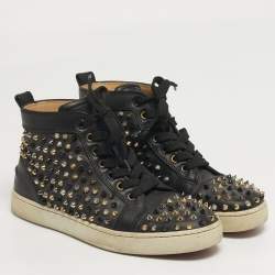Pre Owned Christian Louboutin Louis Spikes Size 38.5 Multicolor Leather High Top Sneakers