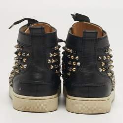 Pre Owned Christian Louboutin Louis Spikes Size 38.5 Multicolor Leather High Top Sneakers