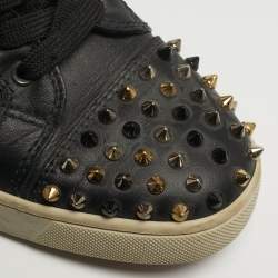 Pre Owned Christian Louboutin Louis Spikes Size 38.5 Multicolor Leather High Top Sneakers