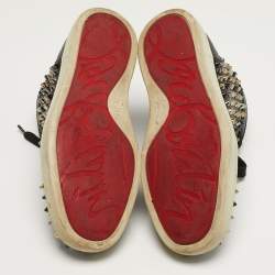 Pre Owned Christian Louboutin Louis Spikes Size 38.5 Multicolor Leather High Top Sneakers