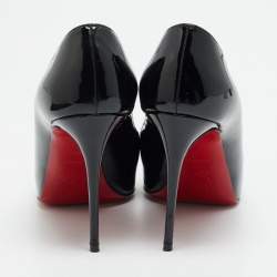 Pre Owned Christian Louboutin Very Prive Size 37 Black Patent Leather Peep Toe Pumps