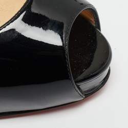 Pre Owned Christian Louboutin Very Prive Size 37 Black Patent Leather Peep Toe Pumps
