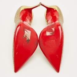 Pre Owned حذاء كعب عالي كريستيان لوبوتان غالوبمب جلد ذهبي دي أورسيه مقاس 39