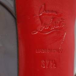 Pre Owned حذاء كعب عالي كريستيان لوبوتان "بانانا" جلد لامع أرجواني بصبعة حمراء نعل سميك مقاس 37.5