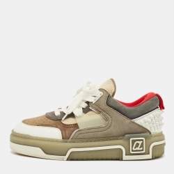 Pre Owned Christian Louboutin Astroloubi Size 37 Multicolor Leather and Suede Lace Up Sneakers