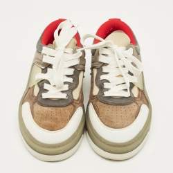 Pre Owned Christian Louboutin Astroloubi Size 37 Multicolor Leather and Suede Lace Up Sneakers