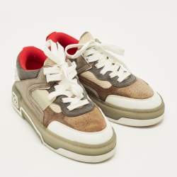 Pre Owned Christian Louboutin Astroloubi Size 37 Multicolor Leather and Suede Lace Up Sneakers
