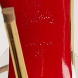 Pre Owned صندل كريستيان لوبوتان جميز أساز جلد ذهبي ومشمّع بلاستيك حزام كاحل مقاس 37