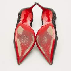 مملوكة مسبقًا حذاء كعب عالي كريستيان لوبوتان غالاتيفي جلد وشبك أسود مقاس 37.5