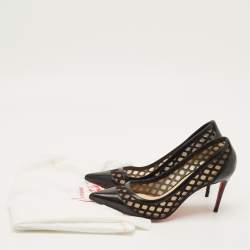 مملوكة مسبقًا حذاء كعب عالي كريستيان لوبوتان غالاتيفي جلد وشبك أسود مقاس 37.5