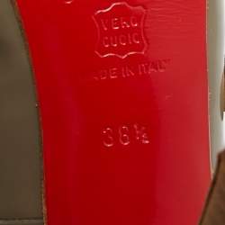 Pre Owned حذاء كعب عالي كريستيان لوبوتان زيبا جلد رمادي لامع منصة مقدمة مفتوحة مقاس 38.5