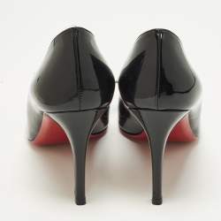 Pre Owned Christian Louboutin Simplenodo Size 37 Black Patent Leather Bow Pumps