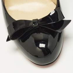 Pre Owned Christian Louboutin Simplenodo Size 37 Black Patent Leather Bow Pumps