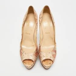 Pre Owned Christian Louboutin Lady Peep Size 41 Multicolor Python Leather Platform Pumps