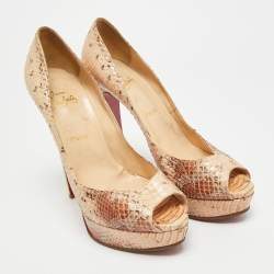 Pre Owned Christian Louboutin Lady Peep Size 41 Multicolor Python Leather Platform Pumps