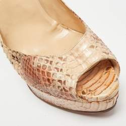 Pre Owned Christian Louboutin Lady Peep Size 41 Multicolor Python Leather Platform Pumps