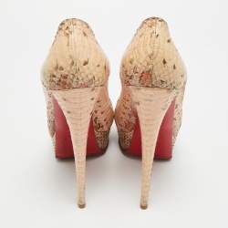 Pre Owned Christian Louboutin Lady Peep Size 41 Multicolor Python Leather Platform Pumps
