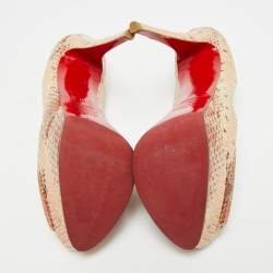 Pre Owned Christian Louboutin Lady Peep Size 41 Multicolor Python Leather Platform Pumps