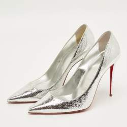 Pre Owned حذاء كعب عالي كريستيان لوبوتان كيت 100 جلد معدني أخضر مقاس 38