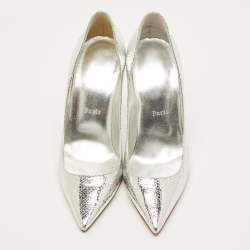 Pre Owned  حذاء كعب عالي كريستيان لوبوتان كيت 100 جلد معدني أخضر مقاس 38