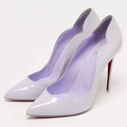 Pre Owned حذاء كعب عالي كريستيان لوبوتان بربل جلد لامع هوت شيك مقاس 38.5