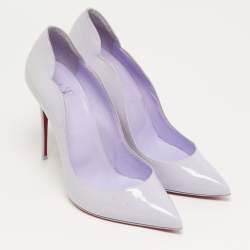 Pre Owned حذاء كعب عالي كريستيان لوبوتان بربل جلد لامع هوت شيك مقاس 38.5