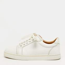 Pre Owned Christian Louboutin Vieira Size 35 White Leather Low Top Sneakers