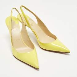 Pre Owned حذاء كعب عالي كريستيان لوبوتان "كلار" فتحة كعب و مقدمة مدببة جلد لامع أبيض مقاس 38.5