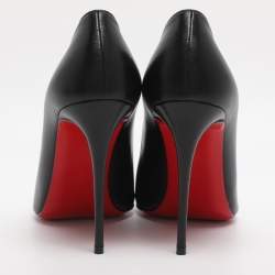 مملوكة مسبقًا حذاء كعب عالي كريستيان لوبوتان ميرسي ألين جلد أسود لامع مقاس 39.5