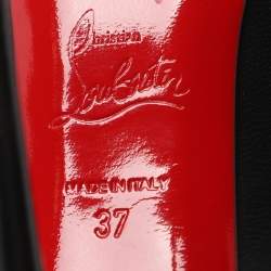 مملوكة مسبقًا حذاء كعب عالي كريستيان لوبوتان ميرسي ألين جلد أسود لامع مقاس 39.5