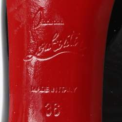 مملوكة مسبقًا حذاء كعب عالي كريستيان لوبوتان فيري بريف جلد لامع أسود لامع مقاس 36