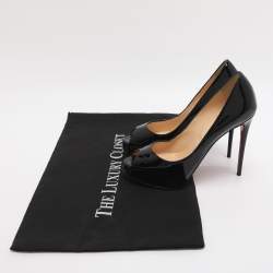 مملوكة مسبقًا حذاء كعب عالي كريستيان لوبوتان فيري بريف جلد لامع أسود لامع مقاس 36