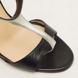 مملوكة مسبقًا Christian Louboutin Morphetina Size 39.5 Black/Silver Leather Ankle Strap Sandals