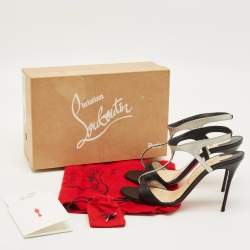 مملوكة مسبقًا Christian Louboutin Morphetina Size 39.5 Black/Silver Leather Ankle Strap Sandals