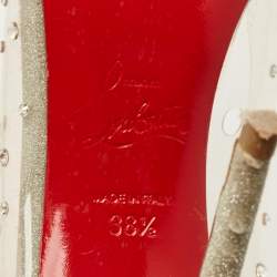 Pre Owned Christian Louboutin Degrastrass Size 38.5 Silver Glitter and PVC Pumps