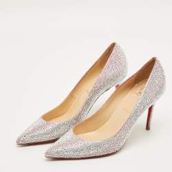 مملوكة مسبقًا Christian Louboutin kate strass Size 38.5 Silver Crystals and Leather Degrade Pumps