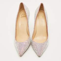 مملوكة مسبقًا Christian Louboutin kate strass Size 38.5 Silver Crystals and Leather Degrade Pumps