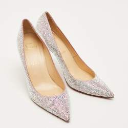 مملوكة مسبقًا Christian Louboutin kate strass Size 38.5 Silver Crystals and Leather Degrade Pumps