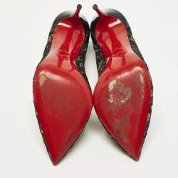 مملوكة مسبقًا Christian Louboutin Follies Strass Size 41 Black Lace and Patent Leather Pumps