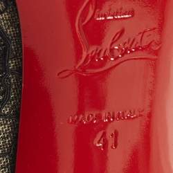 مملوكة مسبقًا Christian Louboutin Follies Strass Size 41 Black Lace and Patent Leather Pumps