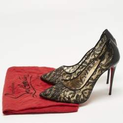 مملوكة مسبقًا Christian Louboutin Follies Strass Size 41 Black Lace and Patent Leather Pumps